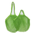 Function custom logo wholesale market foldable mesh bag handle organic shopping cotton produce cotton net bag